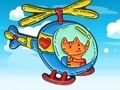 Spel Målarbok: Cat Driving Helikopter  på nätet