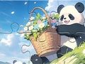 Spel Pussel: Basket Flower Panda  på nätet
