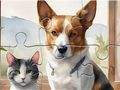 Spel Pussel: Oljemålning hund och katt  på nätet