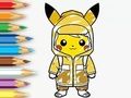 Spel Målarbok: Regnrock Pikachu  på nätet