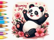 Spel Målarbok: Little Panda Cherry Blossoms  på nätet