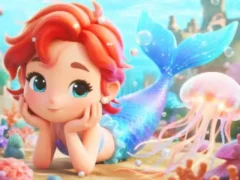 Spel Jigsaw Puzzle: Chibi Mermaid Marshmallow Jellyfish på nätet