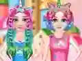 Spel Princesses Rainbow Unicorn Hair Salon på nätet