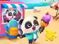 Spel Jigsaw Puzzle: Baby Panda Ice Cream Car på nätet