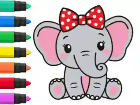 Spel Coloring Book: Elephant på nätet
