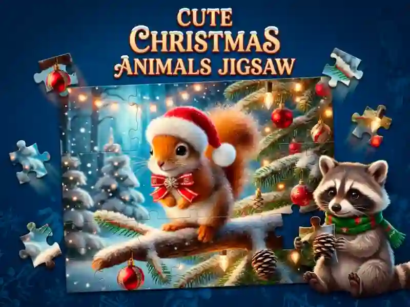 Spel Cute Christmas Animals Jigsaw på nätet