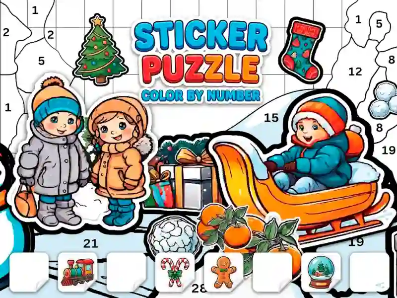 Spel Sticker Book Puzzle: Color By Number på nätet