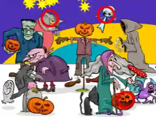 Spel Find 5 Differences Halloween på nätet