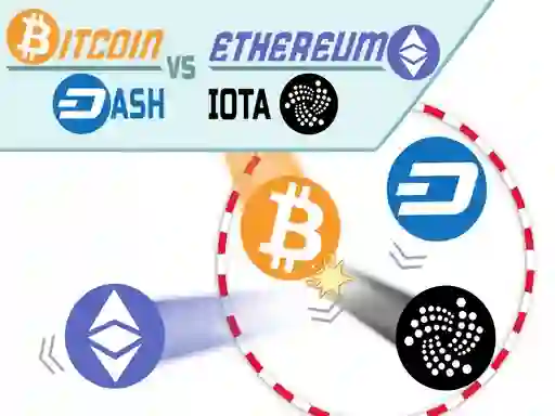 Spel Bitcoin vs Ethereum på nätet