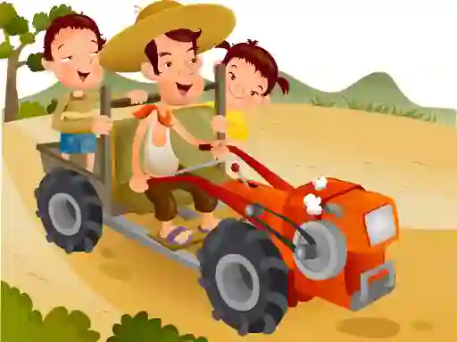 Spel Cartoon Tractor Puzzle på nätet