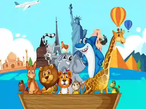 Spel Crazy Friends Travel The World Puzzle på nätet