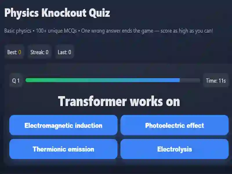 Spel Physics knowledge quiz på nätet