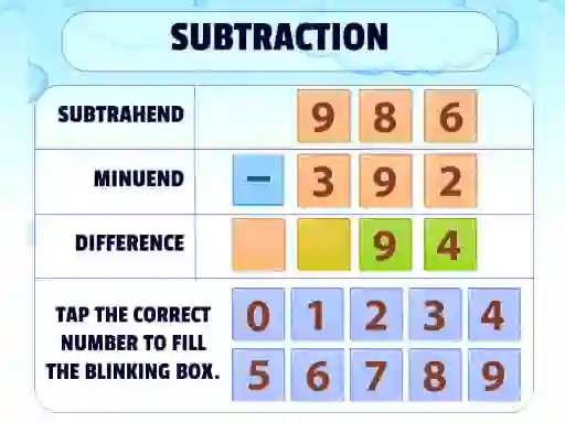 Spel Subtraction Practice på nätet
