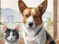Spel Pussel: Oljemålning hund och katt  på nätet