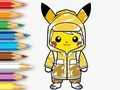 Spel Målarbok: Regnrock Pikachu  på nätet