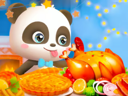 Spel Jigsaw Puzzle: Little Panda Thanksgiving Feast på nätet