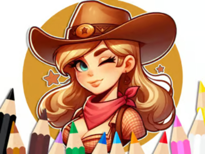 Spel Målarbok: cowgirl  på nätet