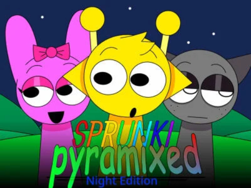 Spel Sprunki Pyramixed: Night Edition på nätet