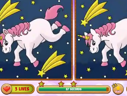 Spel Unicorn Hitta skillnaderna  på nätet