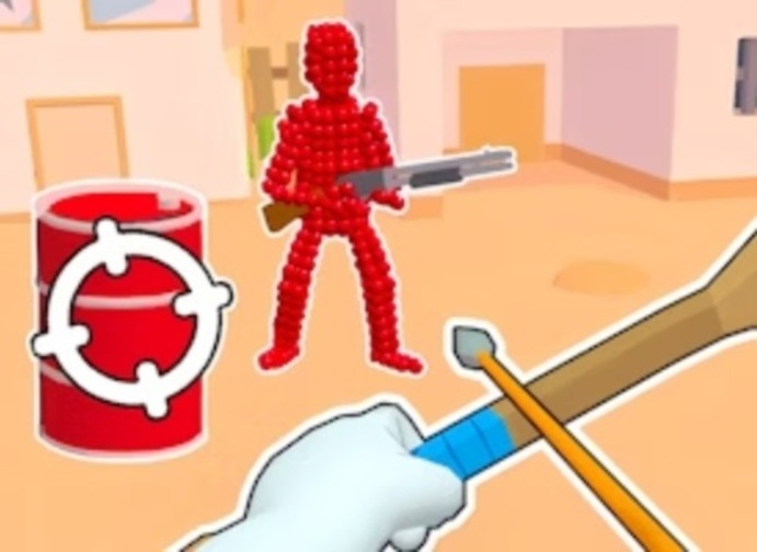 Spel Stickman Archer skjuter pilar mot röda  på nätet
