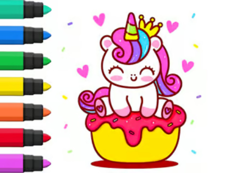 Spel Målarbok: Unicorn Cupcake  på nätet