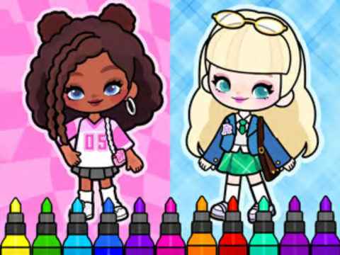 Spel Målarbok: Aha World Sporty Girl  på nätet