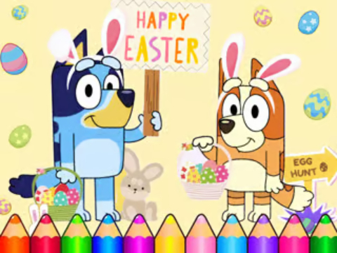 Spel Målarbok: Bluey Happy Easter  på nätet