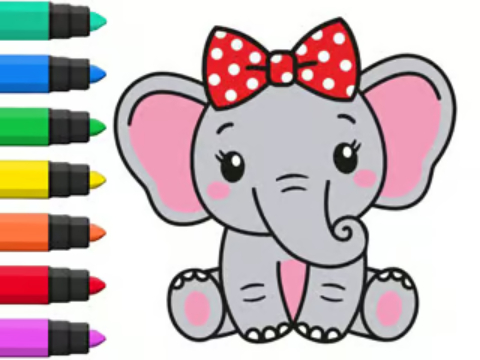 Spel Målarbok: elefant  på nätet