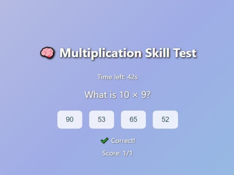 Spel Multiplikationsförmåga test på nätet